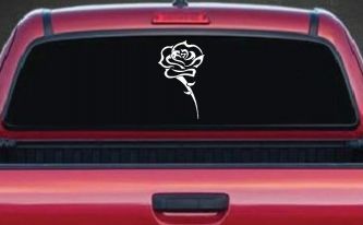 Single Open Rose Flower Car or Truck Window Decal Sticker