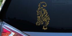 Tribal Cat Tiger Car or Truck Window Decal Sticker (Gold)