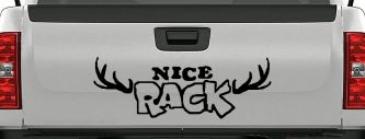 Nice Rack Deer Horns Funny Hunting Car or Truck Window Decal Sticker (Black)