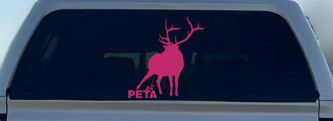 Pee On PETA Deer Hunting Car or Truck Window Decal Sticker (Hot Pink)