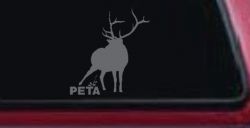 Pee On PETA Deer Hunting Car or Truck Window Decal Sticker (Silver)