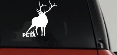 Pee On PETA Deer Hunting Car or Truck Window Vinyl Decal Sticker