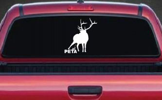 Pee On PETA Deer Hunting Car or Truck Window Decal Sticker