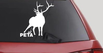 Pee On PETA Deer Hunting Car or Truck Window Vinyl Decal Sticker