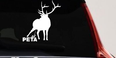 Pee On PETA Deer Hunting Car or Truck Window Vinyl Decal Sticker