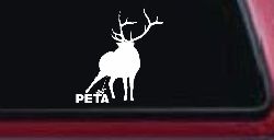 Pee On PETA Deer Hunting Car or Truck Window Decal Sticker