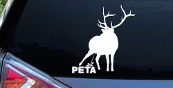 Pee On PETA Deer Hunting Car or Truck Window Decal Sticker