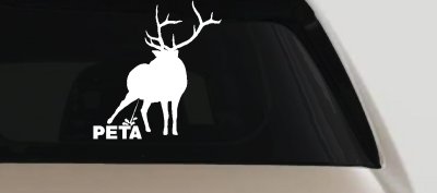 Pee On PETA Deer Hunting Car or Truck Window Vinyl Decal Sticker