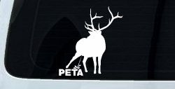 Pee On PETA Deer Hunting Car or Truck Window Decal Sticker