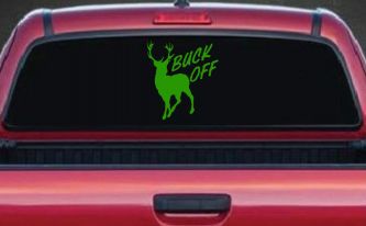 Buck Off Deer Hunting Car or Truck Window Decal Sticker (Lime)