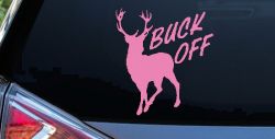 Buck Off Deer Hunting Car or Truck Window Decal Sticker (Pink)