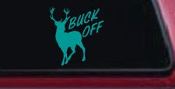 Buck Off Deer Hunting Car or Truck Window Decal Sticker (Turquoise)