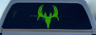 Deer Skull Hunting Car or Truck Window Vinyl Decal Sticker (Lime)