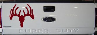 Deer Skull Mount Hunting Car or Truck Window Decal Sticker (Burgundy)