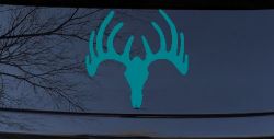 Deer Skull Mount Hunting Car or Truck Window Vinyl Decal Sticker (Turquoise Blue)