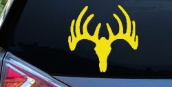 Deer Skull Mount Hunting Car or Truck Window Decal Sticker (Yellow)