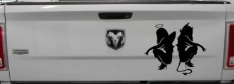 Twins of Good and Evil Good and Bad Girls Devil and Angle Girls Sexy Car or Truck Window Decal Sticker (Black)