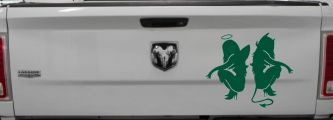 Twins of Good and Evil Good and Bad Girls Devil and Angle Girls Sexy Car or Truck Window Decal Sticker (Dark Green)