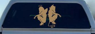 Twins of Good and Evil Good and Bad Girls Devil and Angle Girls Sexy Car or Truck Window Decal Sticker (Light Brown)