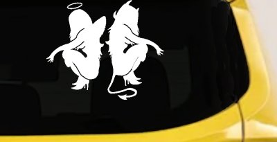 Twins of Good and Evil Good and Bad Girls Devil and Angle Girls Sexy Car or Truck Window Vinyl Decal Sticker