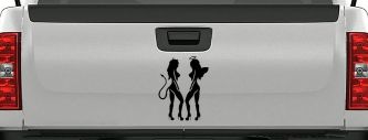 Twins of Good and Evil Good and Bad Girls Angel and Devil Girls Sexy Car or Truck Window Decal Sticker (Black)