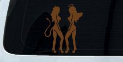 Twins of Good and Evil Good and Bad Girls Angel and Devil Girls Sexy Car or Truck Window Decal Sticker (Copper)
