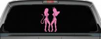 Twins of Good and Evil Good and Bad Girls Angel and Devil Girls Sexy Car or Truck Window Decal Sticker (Pink)