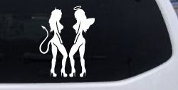 Twins of Good and Evil Good and Bad Girls Angel and Devil Girls Sexy Car or Truck Window Decal Sticker