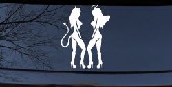 Twins of Good and Evil Good and Bad Girls Angel and Devil Girls Sexy Car or Truck Window Decal Sticker