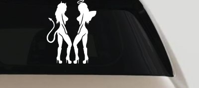 Twins of Good and Evil Good and Bad Girls Angel and Devil Girls Sexy Car or Truck Window Vinyl Decal Sticker