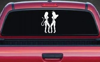 Twins of Good and Evil Good and Bad Girls Angel and Devil Girls Sexy Car or Truck Window Decal Sticker