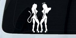 Twins of Good and Evil Good and Bad Girls Angel and Devil Girls Sexy Car or Truck Window Decal Sticker