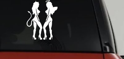 Twins of Good and Evil Good and Bad Girls Angel and Devil Girls Sexy Car or Truck Window Vinyl Decal Sticker
