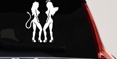 Twins of Good and Evil Good and Bad Girls Angel and Devil Girls Sexy Car or Truck Window Vinyl Decal Sticker