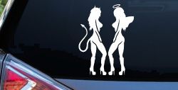 Twins of Good and Evil Good and Bad Girls Angel and Devil Girls Sexy Car or Truck Window Decal Sticker