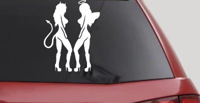 Twins of Good and Evil Good and Bad Girls Angel and Devil Girls Sexy Car or Truck Window Vinyl Decal Sticker