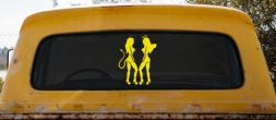 Twins of Good and Evil Good and Bad Girls Angel and Devil Girls Sexy Car or Truck Window Vinyl Decal Sticker (Yellow)