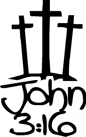 3 Crosses With John 3:16 Christian car-window-decals-stickers