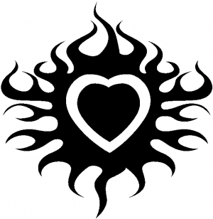 Tribal Flaming Heart Tribal car-window-decals-stickers