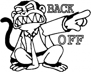 Evil Monkey Back Off Cartoons car-window-decals-stickers