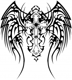 Tribal Wings and Cross Decal