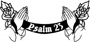 Psalm 23 Scroll with praying hands and roses decal