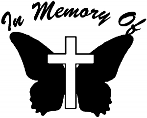 In Memory Of Butterfly with Cross Decal