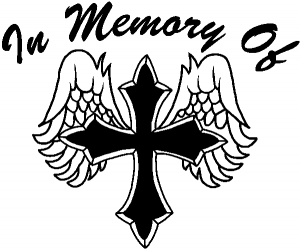 In Memory Of Cross with Wings Decal