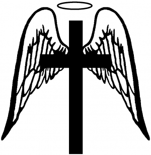 Angel Wings Cross Halo Christian Decal