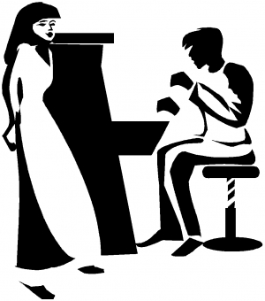 Man Woman Piano Line Art Decal