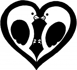 Lovebirds Kissing In Heart Decal Animals car-window-decals-stickers