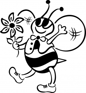 Cute Honey Bee with Flower Decal Animals car-window-decals-stickers