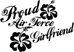 Proud Air Force Girlfriend Hibiscus Flowers Military car-window-decals-stickers