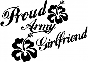 Proud Army Girlfriend Hibiscus Flowers Military car-window-decals-stickers